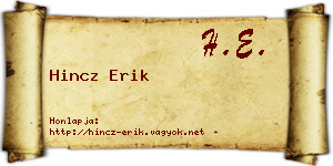 Hincz Erik névjegykártya